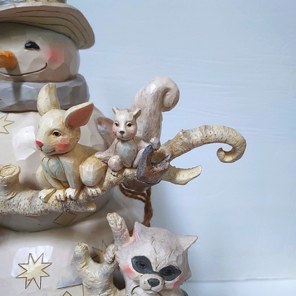 Jim Shore Rare White Woodland Snowman Large 19” Statue 4058733 Indoor Outdoor - Picture 15 of 16